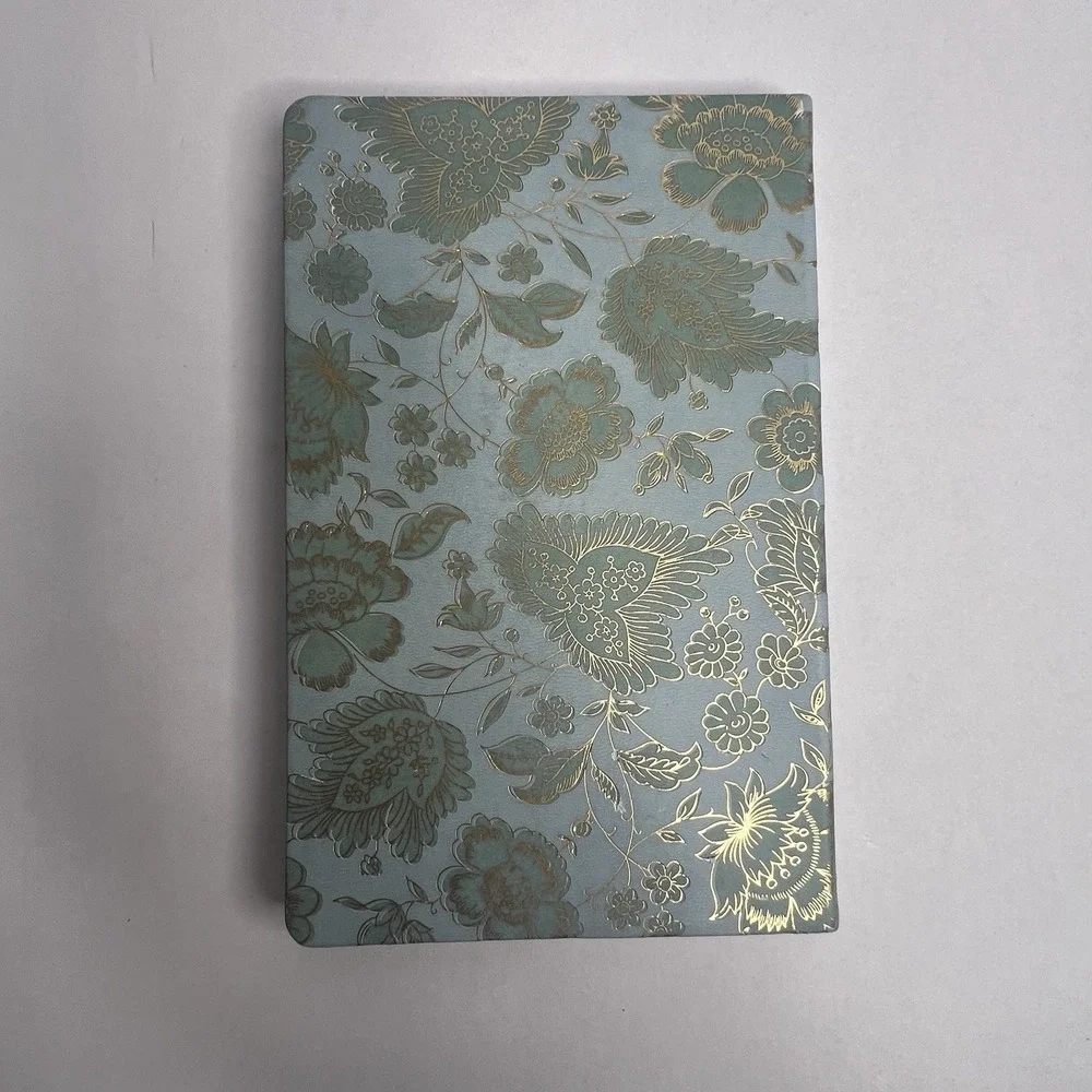 Gift Journal Scripture Gold Toned Aqua Blue Paisley